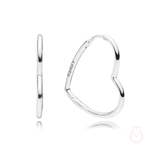 PANDORA Pendientes aro en plata de primera ley Corazones de Amor Asimétricos mujer plateado  297822