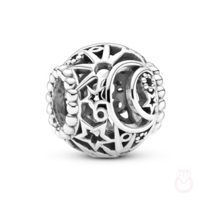 PANDORA Charm en plata de ley en filigrana Sol Estrellas y Luna mujer plateado  799183C00