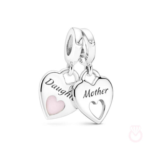 PANDORA Charm colgante en plata de ley Corazón Doble mujer plateado  799187C01