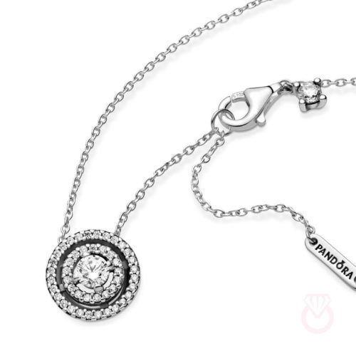 PANDORA Collar en plata de ley Doble Halo Brillante Metal: plata de primera ley con circonitas cúbicas mujer plateado  399414C01