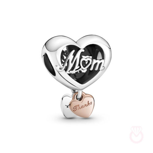 PANDORA Charm en Plata de Ley y Pandora Rose Corazón Gracias Mamá Metal: plata de primera ley y Pandora Rose mujer plateado  789372C00