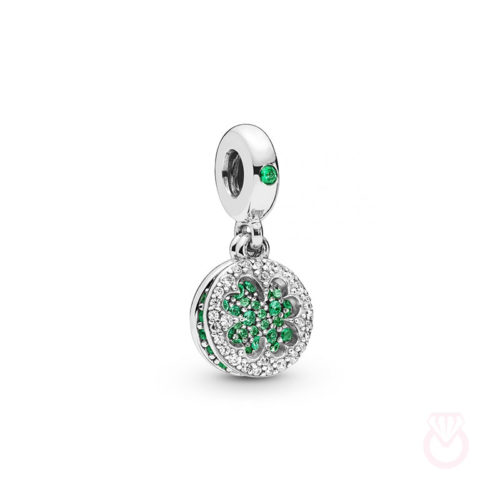 PANDORA Charm colgante Trébol Brillante en plata de ley con cristales mujer plateado  797906NRGMX