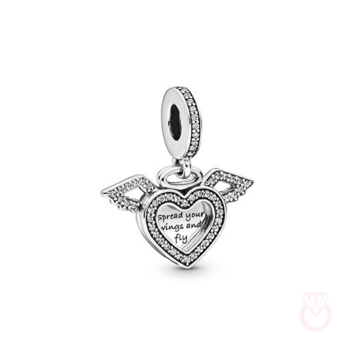 PANDORA Charm colgante en plata de ley Corazón y Alas de Ángel mujer plateado  798485C01