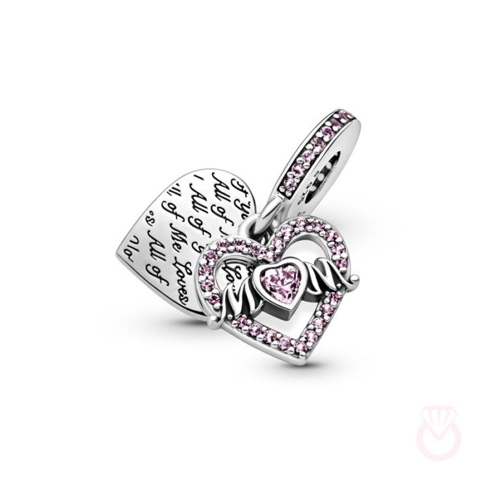 PANDORA Charm en plata de ley Colgante Corazón & Madre Metal: plata de primera ley con cironitas rosas mujer plateado  799402C01