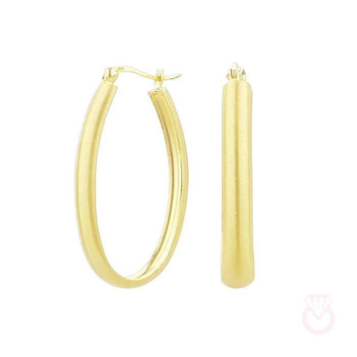 ITEMPORALITY Pendientes Urban Aro Poroso Plata bañada en Oro Amarillo Grande  mujer dorado  SEA-200-039-03