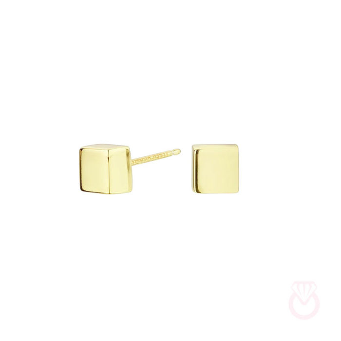 ITEMPORALITY Pendientes Cube Cuadrado Bañado en Oro mujer dorado  SEA-200-047-UU