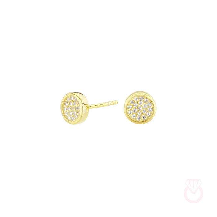 ITEMPORALITY Pendientes Botón Pavé Bañado en Oro mujer dorado  SEA-201-021-UU