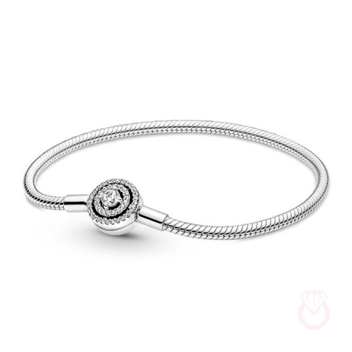 PANDORA Pulsera Pandora Moments Cadena de Serpiente Halo mujer plateado  590038c01