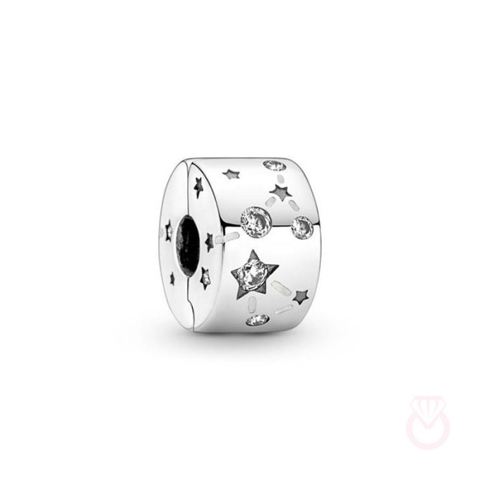 PANDORA Clip Estrellas y Galaxia mujer plateado  790010C01