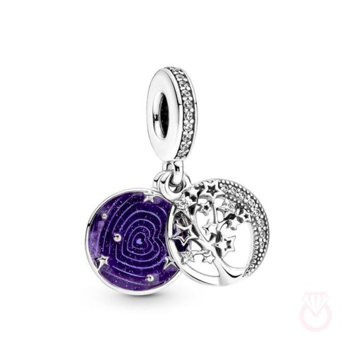 PANDORA Charm Colgante Doble Árbol y Luna de la Galaxia mujer plateado  799645C01