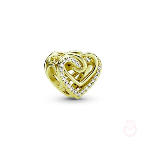 PANDORA Charm Corazones Entrelazados Brillantes mujer dorado  769270C01