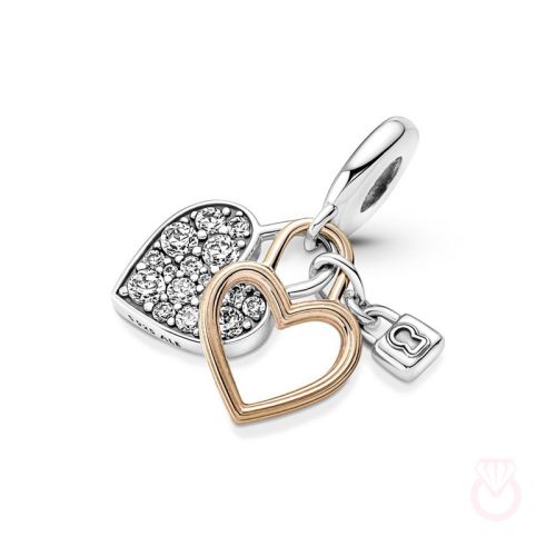 PANDORA Charm Colgante Doble Candado Corazón mujer rosa  780087C01