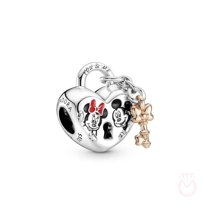 PANDORA Charm Candado Mickey y Minnie Mouse de Disney mujer plateado  780109C01