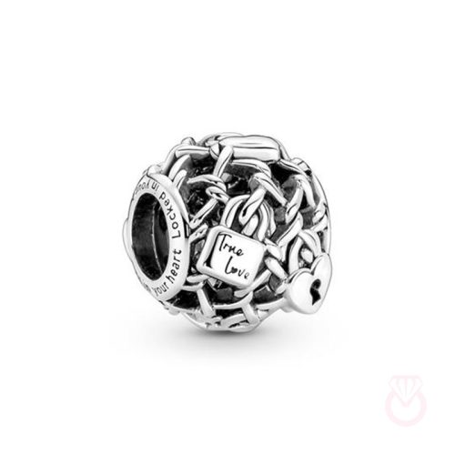 PANDORA Charm Candado Eslabones Cadena en Filigrana mujer plateado  790071C00