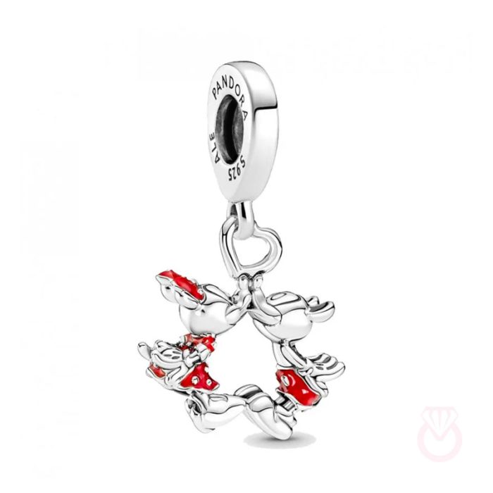 PANDORA Charm Colgante Beso de Mickey y Minnie Mouse de Disney mujer plateado  790075C01