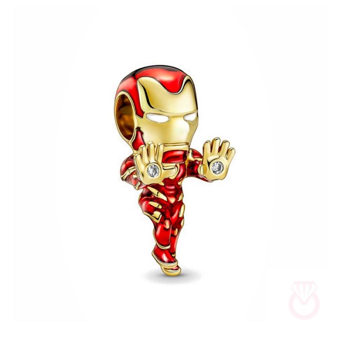 PANDORA Charm con un recubrimiento en oro de 14k Iron Man Los Vengadores de Marvel