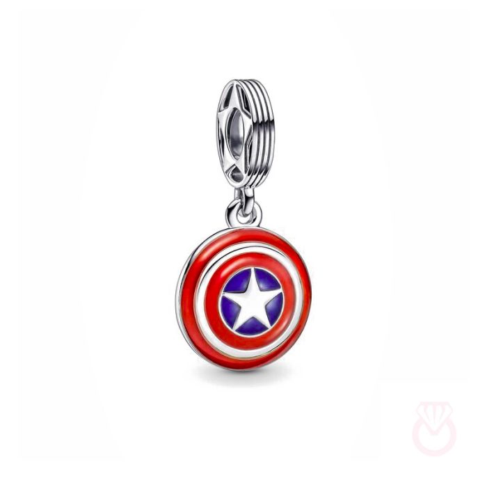 PANDORA Charm en plata de ley Escudo Capitán América Los Vengadores de Marvel