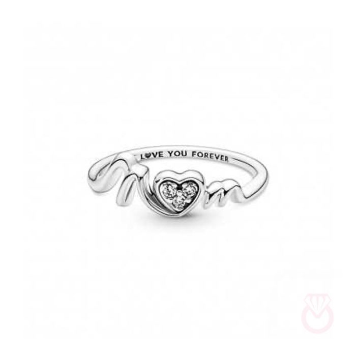 PANDORA Anillo en  plata de ley Mamá Corazón en Pavé mujer plateado  191149C01