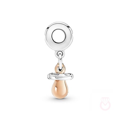 PANDORA Charm Colgante en plata de ley y con un recubrimiento en oro rosa de 14k Chupete Bebé mujer rosa  781490C01