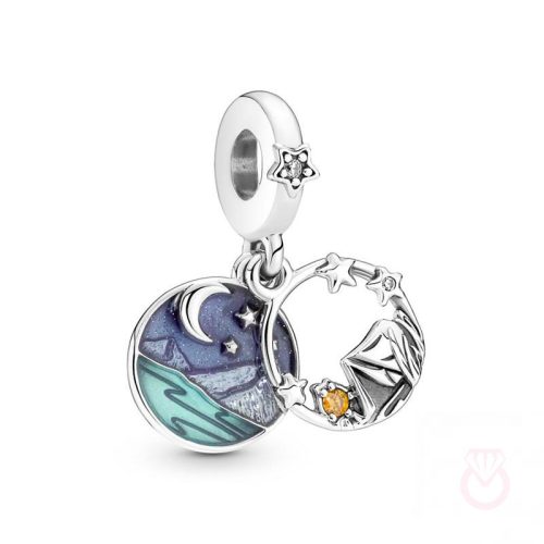 PANDORA Charm Colgante Doble en plata de ley Camping Cielo Nocturno Pandora mujer plateado  791686C01