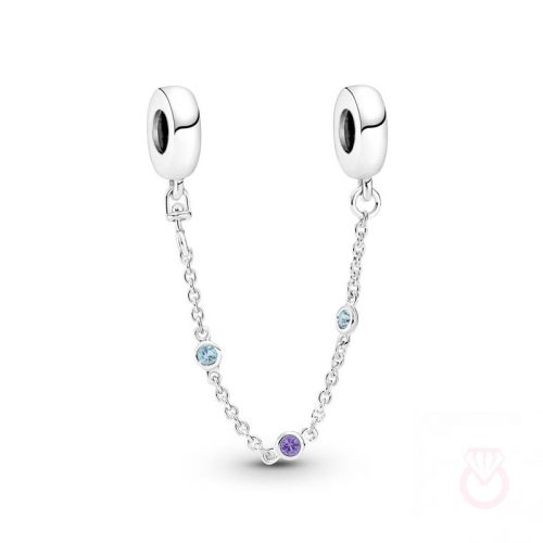 PANDORA Cadena de Seguridad en plata de ley Tres Gemas Azules Pandora mujer plateado  791688C01