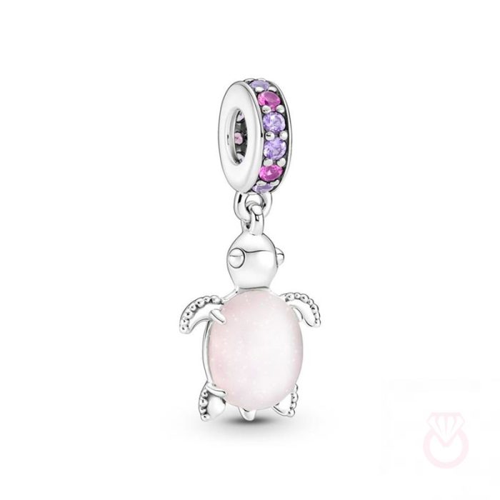 PANDORA Charm Colgante en plata de ley Tortuga Marina Cristal de Murano Rosa Pandora mujer plateado  798939C02