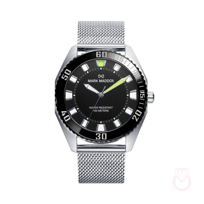 MARKMADDOX Reloj de hombre Mark Maddox Mission tres agujas de acero con malla milanesa hombre plateado acero HM0128-57