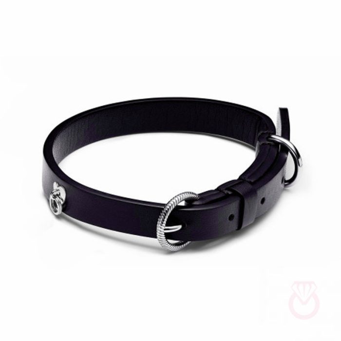 PANDORA Collar para Mascotas de Tejido Vegetal  Negra Sin Cuero mujer plateado  312262C01