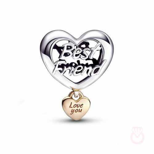 PANDORA Charm en plata de ley y con un recubrimiento en oro rosa de 14k Corazón Te quiero Mejor Amiga mujer rosa  782243C00