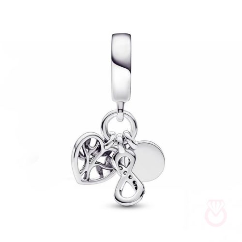 PANDORA Charm Colgante Triple en plata de ley Inifinito Familia mujer plateado  792201C01