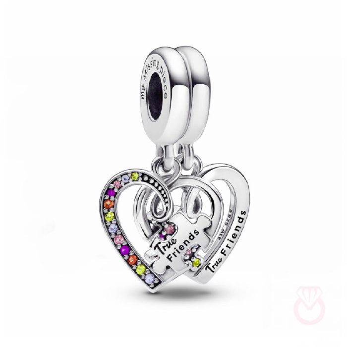 PANDORA Charm Colgante Divisible en plata de ley Puzzle Corazones de la Amistad mujer plateado  792239C01