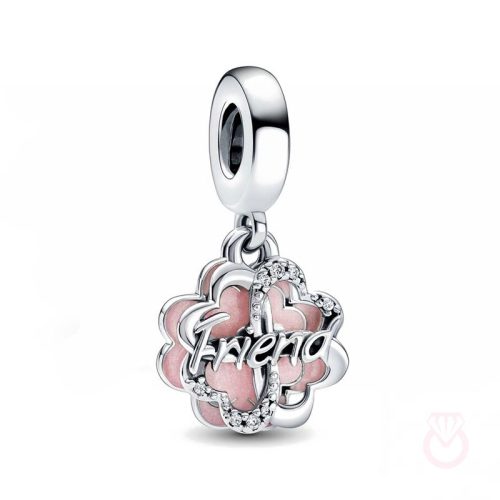 PANDORA Charm Colgante Doble en plata de ley Trébol de Cuatro Hojas de la Amistad mujer plateado  792245C01