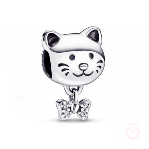 PANDORA Charm en plata de ley Mascota Gato & Lazo mujer plateado  792255C01