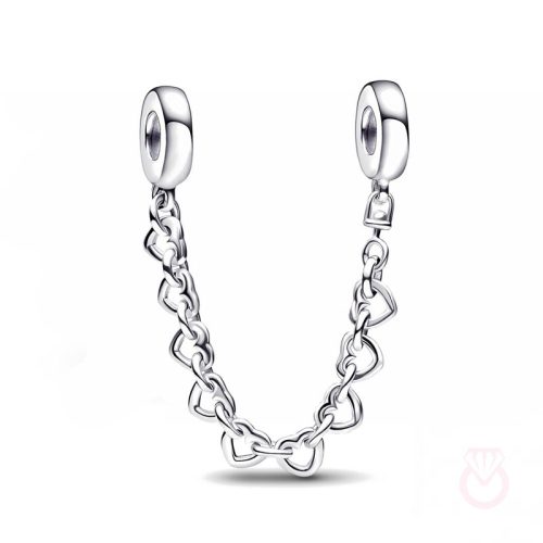 PANDORA Cadena de Seguridad en plata de ley Corazones Enlazados mujer dorado  792274C00