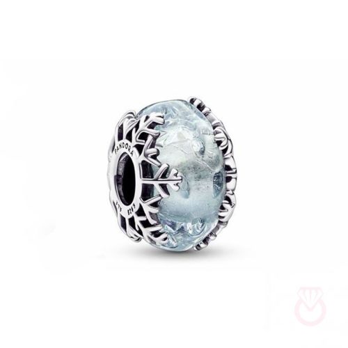 PANDORA Charm de cristal de Murano en plata de ley Copo de Nieve Azul  mujer plateado  792377C00