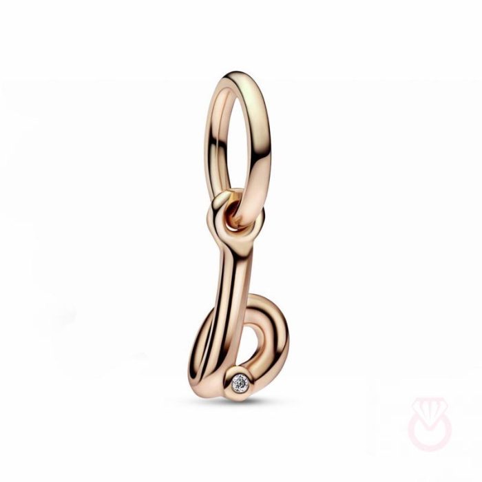 PANDORA Charm Colgante con un recubrimiento en oro rosa de 14k Alfabeto Letra Minúscula B mujer rosa  782459C01