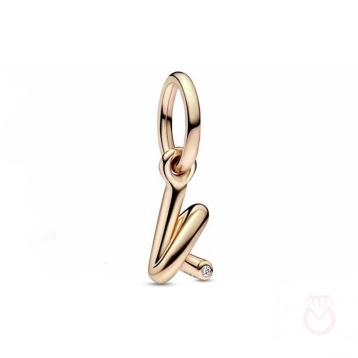 PANDORA Charm Colgante con un recubrimiento en oro rosa de 14k Alfabeto Letra Minúscula K mujer rosa  782460C01