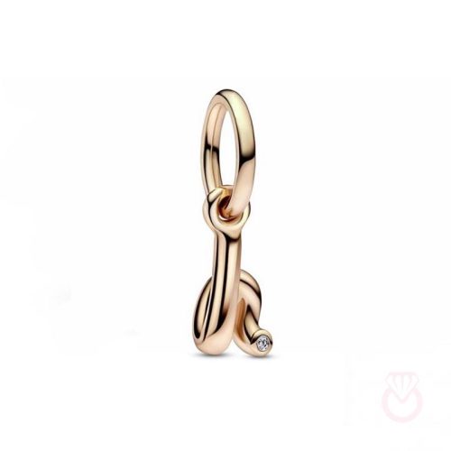 PANDORA Charm Colgante con un recubrimiento en oro rosa de 14k Alfabeto Letra Minúscula H mujer rosa  782462C01