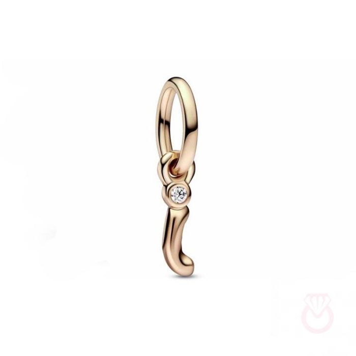 PANDORA Charm Colgante con un recubrimiento en oro rosa de 14k Alfabeto Letra Minúscula I​ mujer rosa  782473C01