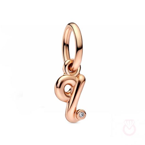 PANDORA Charm Colgante con un recubrimiento en oro rosa de 14k Alfabeto Letra Minúscula Q​ mujer rosa  782476C01