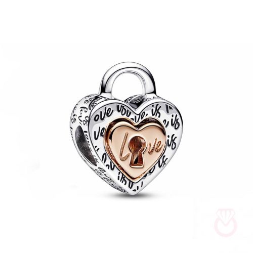 PANDORA Charm en plata de ley y con un recubrimiento en oro rosa de 14K Candado Corazón Divisible en Dos Tonos mujer rosa  782505C00