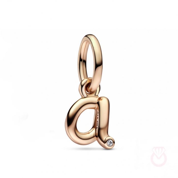 PANDORA Charm Colgante con un recubrimiento en oro rosa de 14k Alfabeto Letra Minúscula A​ mujer rosa  782531C01