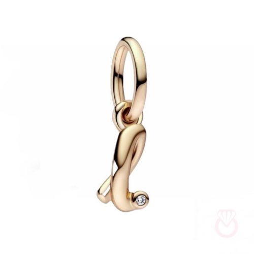 PANDORA Charm Colgante con un recubrimiento en oro rosa de 14k Alfabeto Letra Minúscula L​ mujer rosa  782533C01