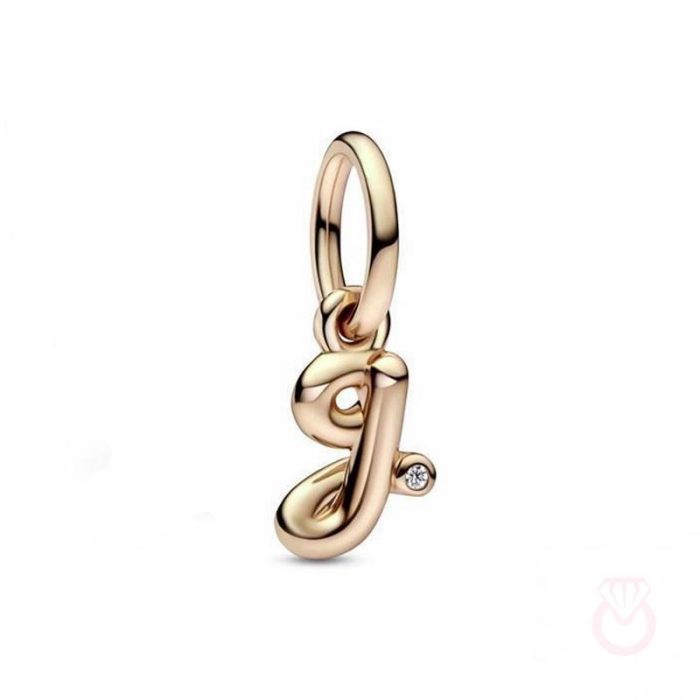 PANDORA Charm Colgante con un recubrimiento en oro rosa de 14k Alfabeto Letra Minúscula G mujer rosa  782535C01