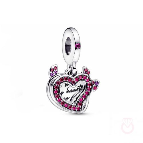 PANDORA Charm Colgante Doble en plata de ley Corazón Diablo mujer plateado  792511C01