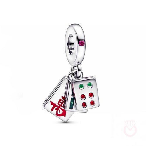 PANDORA Charm Colgante Triple en plata de ley Mahjong​ mujer plateado  792523C01